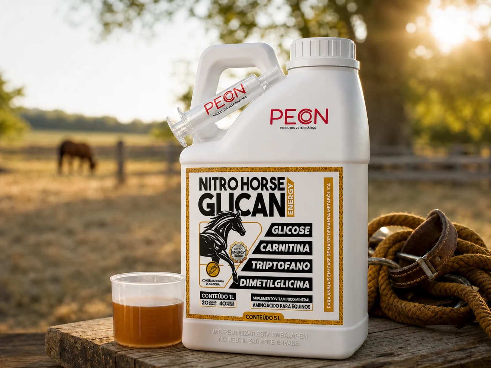 NITRO HORSE GLICAN 5 LITROS — Dose direta, sem complicação